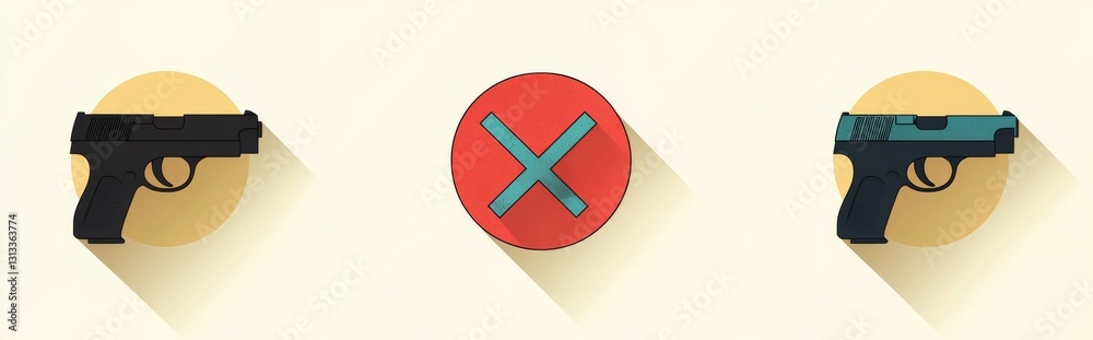 Fototapeta premium Weapon icons. Restriction icons. Flat and silhouette appearance. Modern-day icons