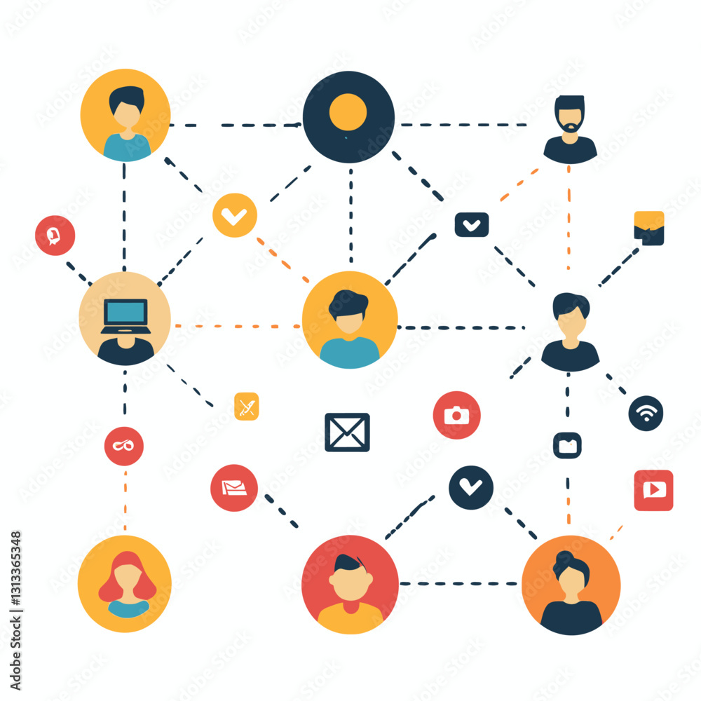 Social Network and Connection Concept, Linking People in Digital Sphere Social Network and Connection Concept, Linking People in Digital Sphere