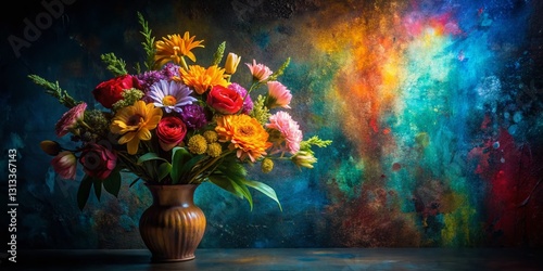 Wallpaper Mural Silhouette of Hand-Painted Flower Arrangement, Brush Stroke Texture, Artistic Floral Design Torontodigital.ca