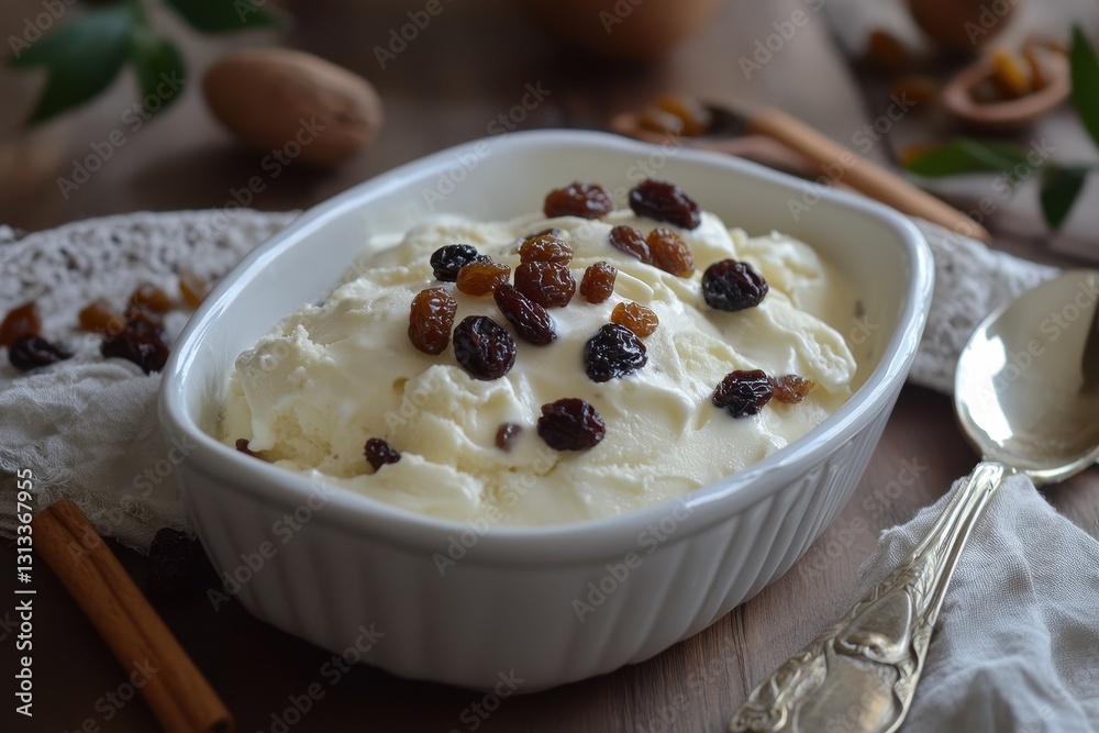 Homemade rum and raisin Malaga ice cream Homemade rum and raisin Malaga ice cream