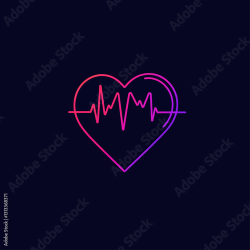 Gradient Heartbeat Line Art - Health, Vitality, Healthcare Concept