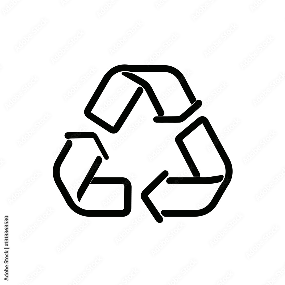 Black Outline Recycling Symbol Representing Environmental Conservation