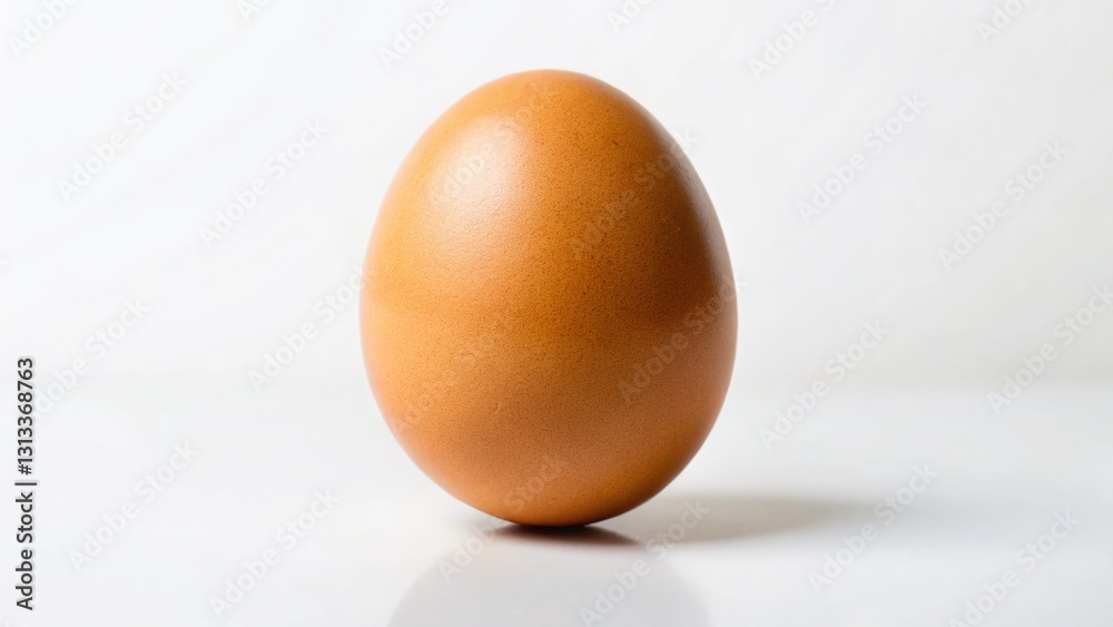 Single Fresh Egg on White Background - Perfect for Culinary or Easter Designs