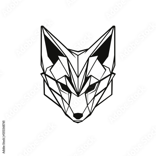 Geometric Fox Head Illustration - Modern Polygonal Design on White Background