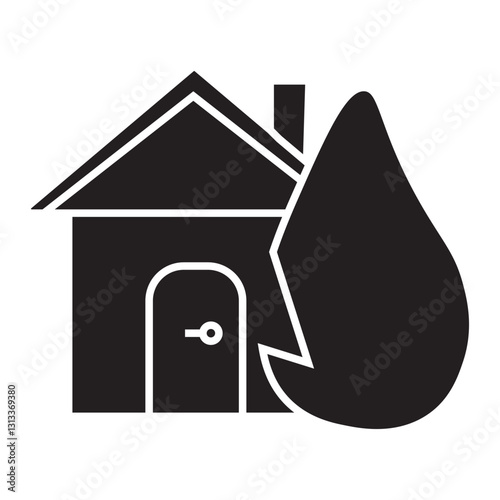 house in fire glyph icon