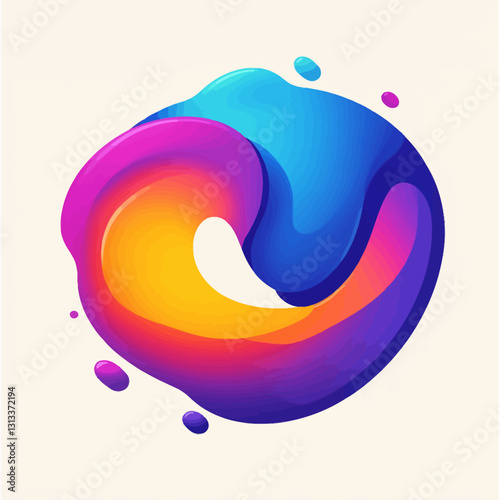 Abstract Fluid Gradient Shape with Vibrant Colors, Trendy Design Element