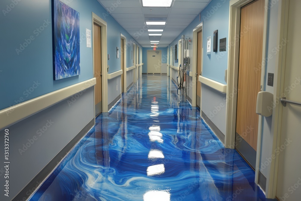 Fotografie New hallway fresh epoxy flooring