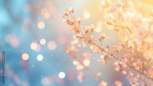 pure morning sun and flower trees