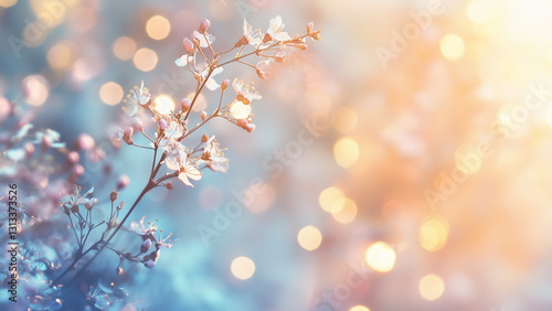 pure morning sun and flower trees