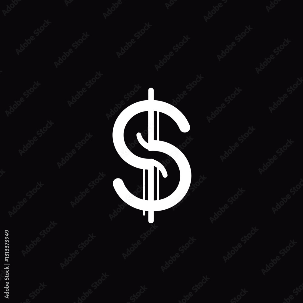White dollar sign with dripping effect against a black background. White dollar sign with dripping effect against a black background.