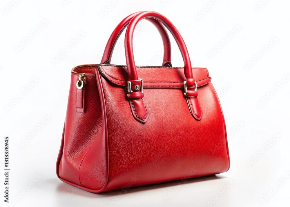 Stylish Red Leather Handbag on White Background - Perfect for Fashion Blogs and Websites Stylish Red Leather Handbag on White Background - Perfect for Fashion Blogs and Websites