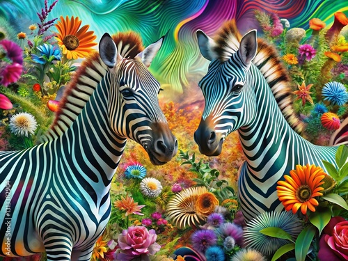 Surreal Floral Zebra Stripe Design: Abstract Art Photography