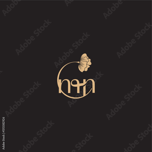 monogram wedding concept initial line logo MN modern circle floral letter