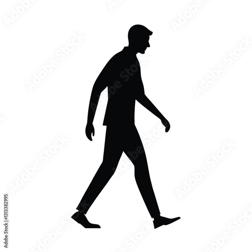 Handsome walking man forward, isolated vector silhouette