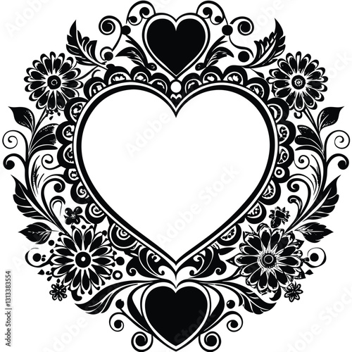 A close up of a heart with a pattern on it generative ai