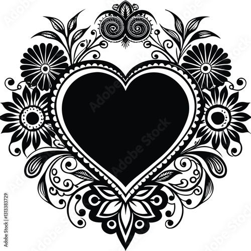A close up of a heart with a pattern on it generative ai