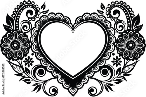 A close up of a heart with a pattern on it generative ai