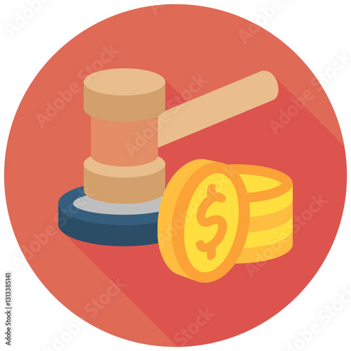 Auction rounded isometric 3d, mini illustration icon, use for modern concept, UI or UX kit, web and app development. related to business, finance, economy..