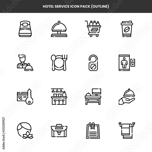 Hotel Service Icon Pack (Outline)