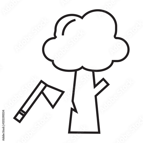 deforestation line icon