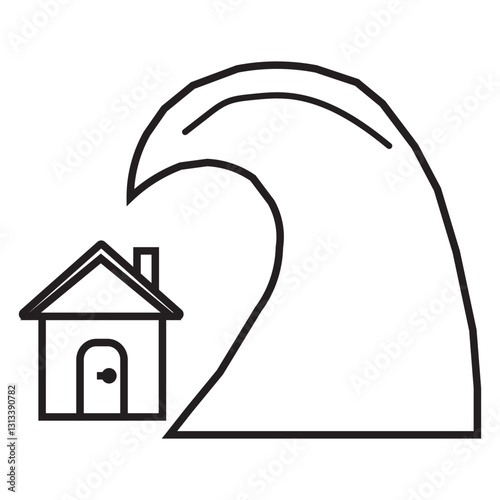 tsunami line icon 
