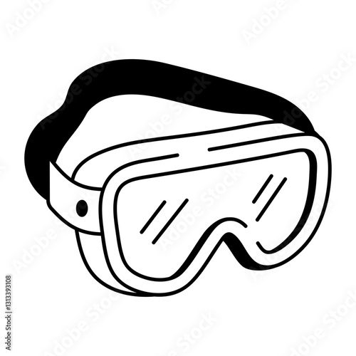Lab safety goggles icon in doodle style

