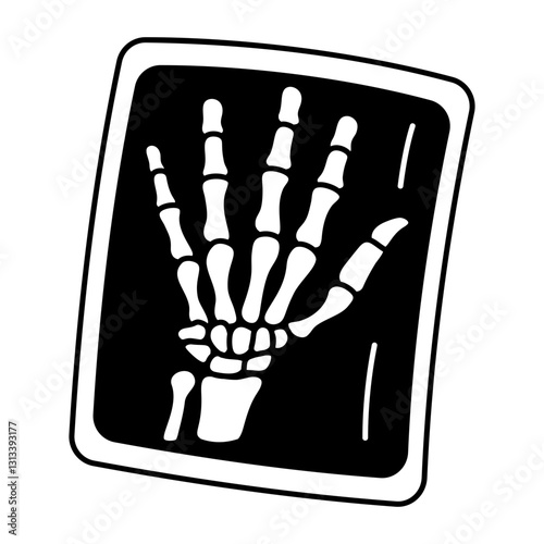 Hand xray report icon in hand drawn style
