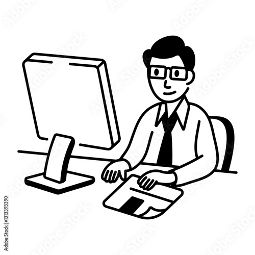 A hand drawn character icon of a data analyst 

