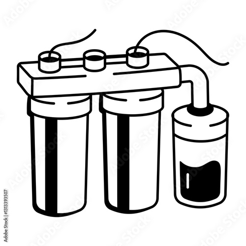 Water filtration pump icon in hand drawn style 
