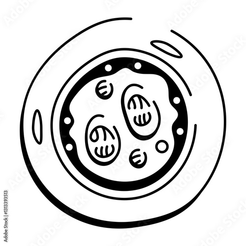 A hand drawn icon depicting petri dish experiment 
