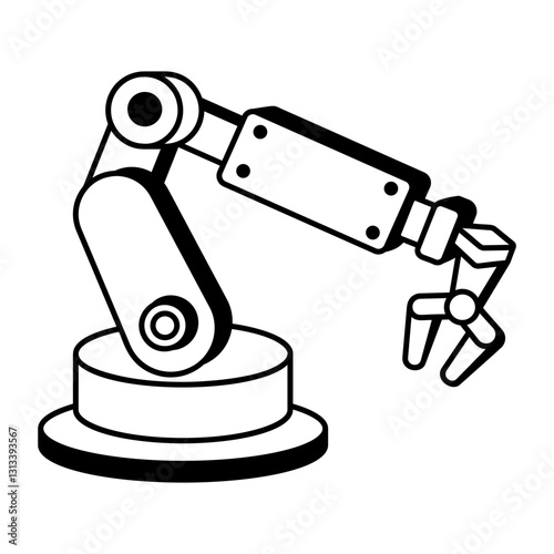A hand drawn icon of robotic arm technology 

