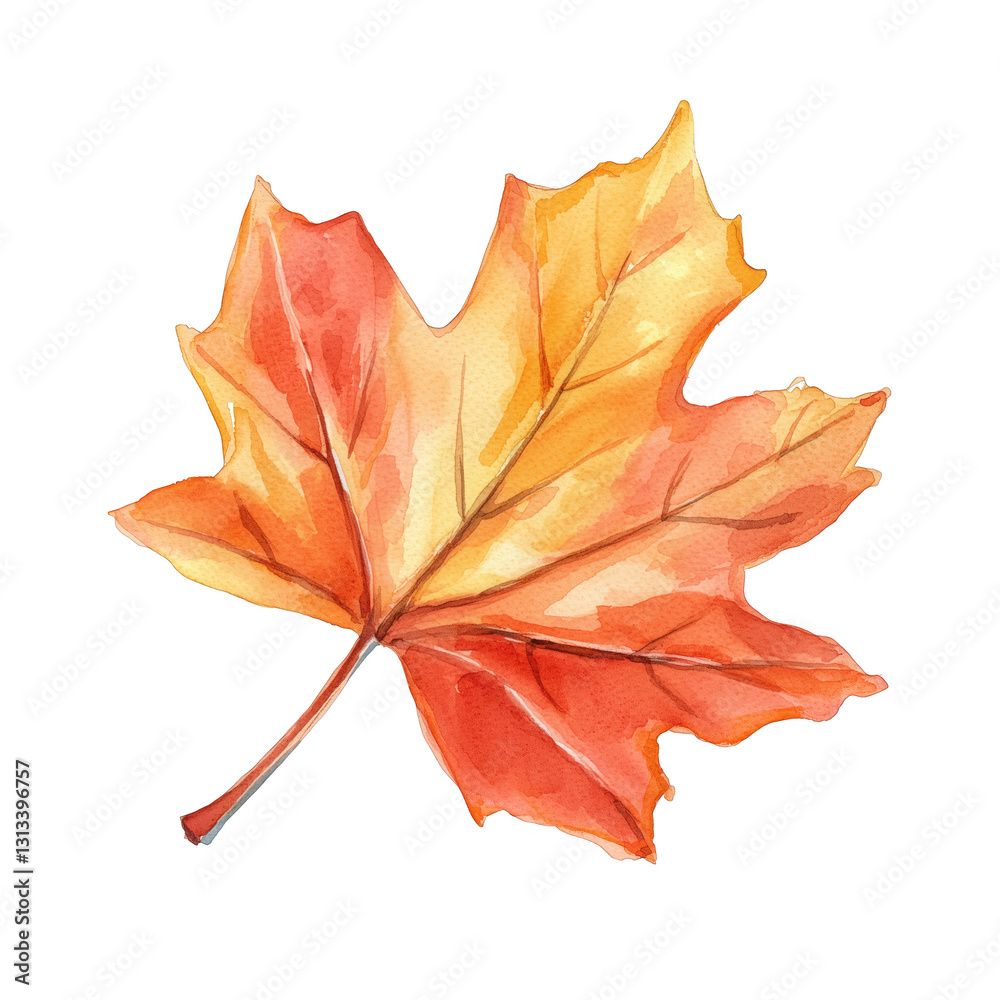 Obraz premium Vibrant Watercolor Autumn Maple Leaf Art Design