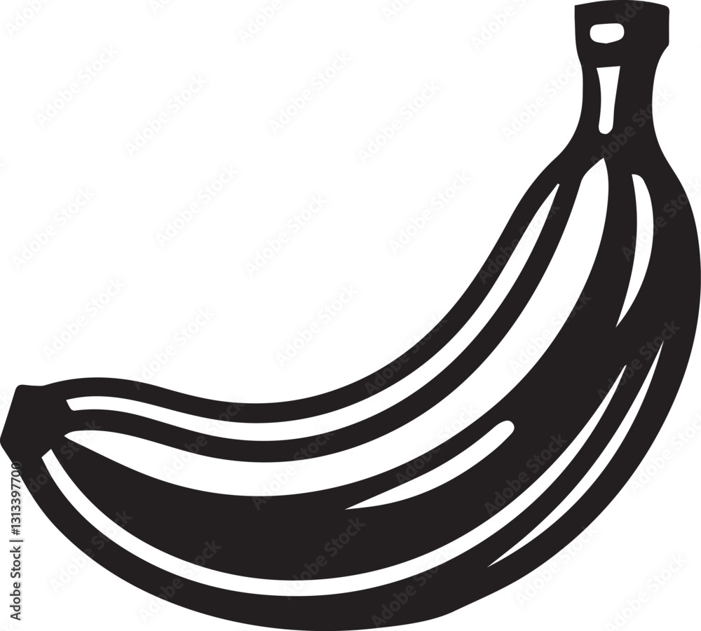 Banana Silhouette clipart on a white background Banana Silhouette clipart on a white background