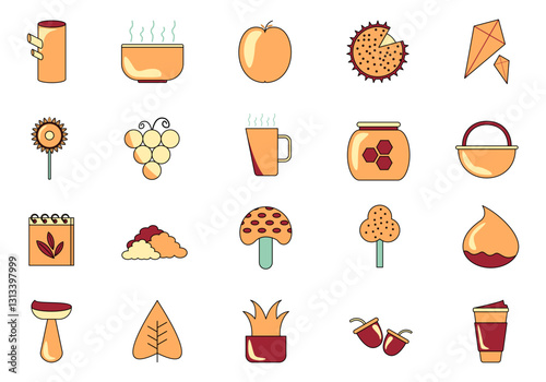 Autumn Season Icon Element Set