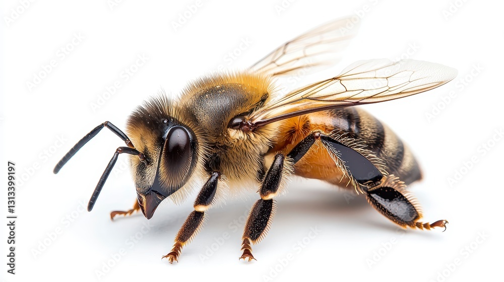 Detailed Honeybee Close Up on White Background Detailed Honeybee Close Up on White Background