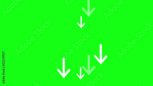 Moving down Arrows, green Screen Background , Economy Up or Upload concept in 4k Video