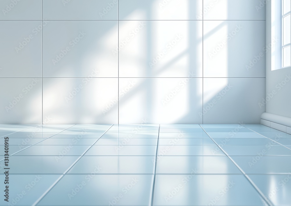 Bright and Minimalistic Interior Space with White Walls and Sunlight Casting Shadows on the Floor Bright and Minimalistic Interior Space with White Walls and Sunlight Casting Shadows on the Floor