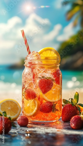 strawberry lemonade in an artisan glass mason jar