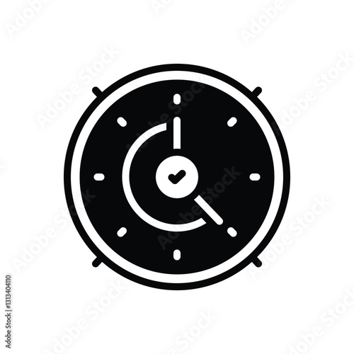 Black solid icon for clock confirmation