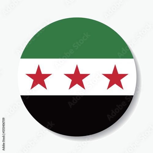 Flag of Syria. Button flag icon. Standard color. Circle icon flag. Computer illustration. Digital illustration. Vector illustration.