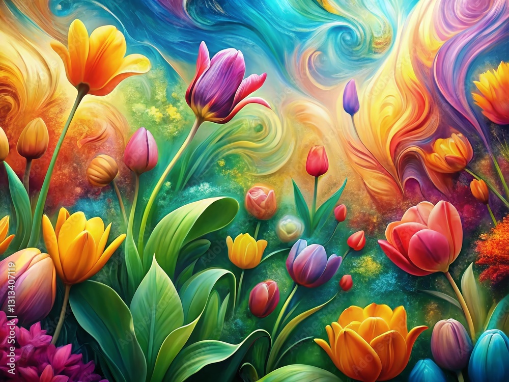 Fototapeta premium Vibrant Spring Garden Abstract Pattern Texture Background