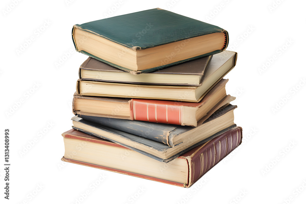 Stacked Old Books Isolated on White Background Stacked Old Books Isolated on White Background