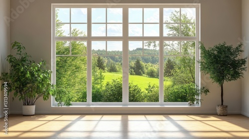 Large windows create a seamless connection between indoors and outdoors.