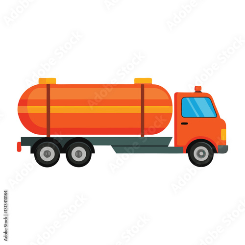 Orange Tanker Truck Transportation Vehicle for Liquid Cargo Delivery
