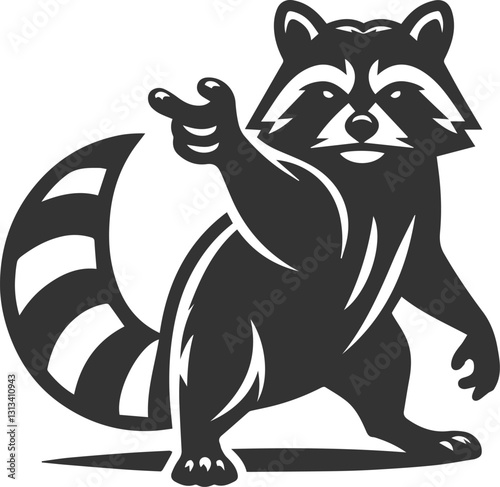 silhouette of a raccoon standing with one hand pointing aggressively animal vector