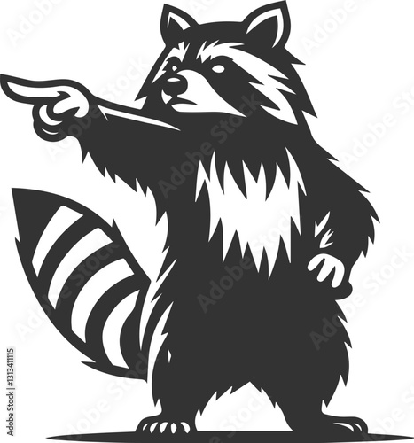 silhouette of a raccoon standing with one hand pointing aggressively animal vector