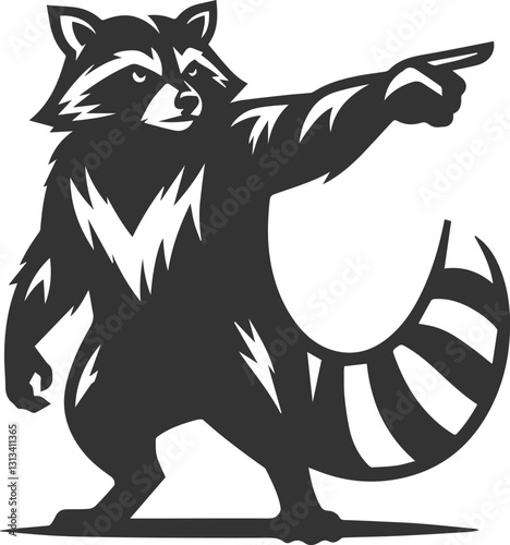 silhouette of a raccoon standing with one hand pointing aggressively animal vector