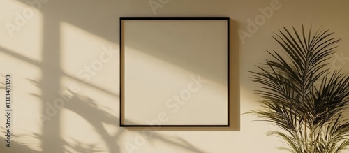 A mockup poster positioned within an empty frame.