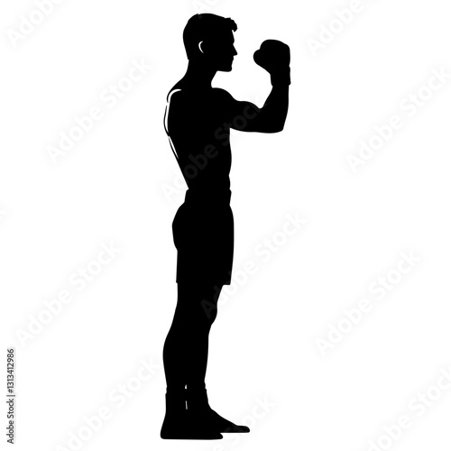 Boxer Fighting Pose Silhouette – Perfect for Sports & Fitness Designs
