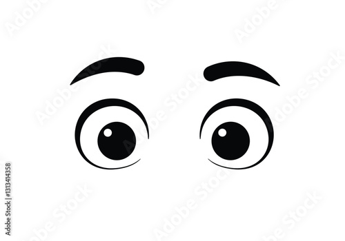 Scared eyes clipart illustration design. A pair of wide-open eyes with raised eyebrows, showing a frightened or surprised expression. Vector illustration design.